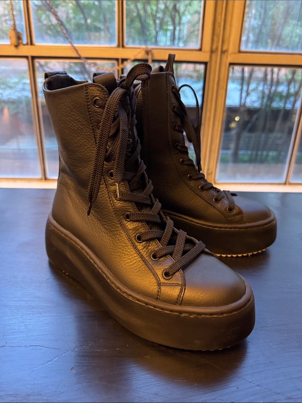 Vic Matie Black Lace-Up Platform Ankle Boots